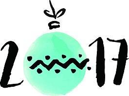 蓝色水彩风格新年快乐矢量素材文件