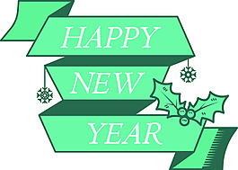 蓝色新年快乐折线矢量图标文件