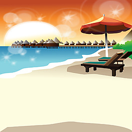 夏季沙滩黄昏背景
