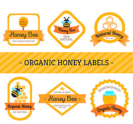 6款创意有机蜂蜜标签矢量素材