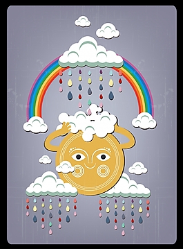 时尚创意彩虹太阳插画