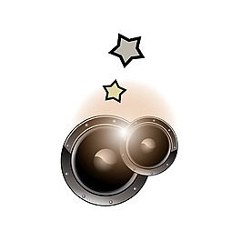 黑色圈圈五角星元素