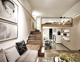 现代简约楼梯背景墙设计图