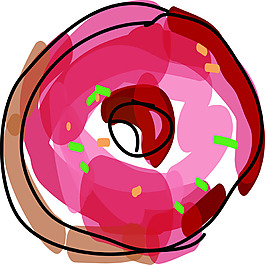 草莓酱矢量卡通手绘甜甜圈素材