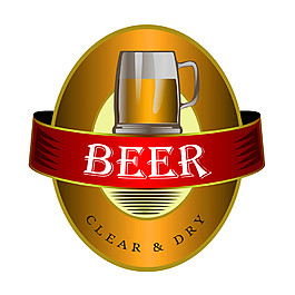 金色圆形啤酒标签图片