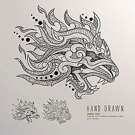 手绘创意龙头插图背景