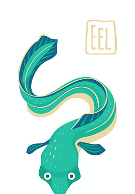 卡通插画鱼海鲜矢量素材