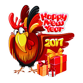 鸡年圣诞节新年矢量素材