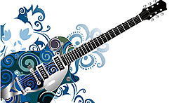 蓝色花纹吉他背景