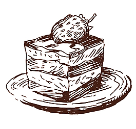矢量卡通可爱手绘线稿甜点蛋糕商业促销素材