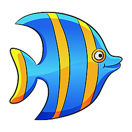 矢量卡通可爱蓝色小鱼装饰图案创意元素设计