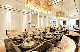 豪华餐厅餐具吊灯设计图