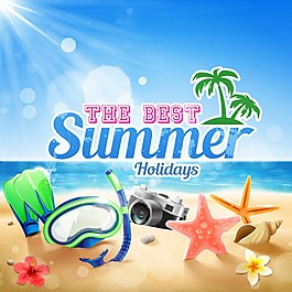 夏天沙滩背景素材