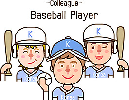 卡通棒球运动员素材设计