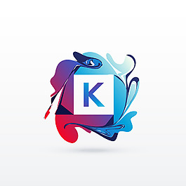字母k标志与抽象的形状边框