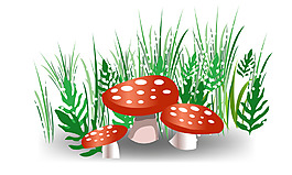 矢量蘑菇绿草