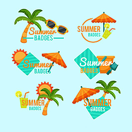 夏季海滩元素贴纸图标
