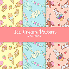 几种手绘风格冰淇淋装饰图案