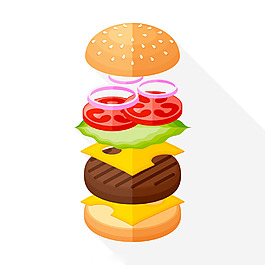 美味汉堡组合图平面背景