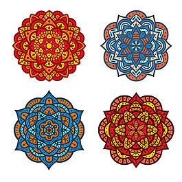 四个曼陀罗花纹平面设计素材