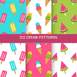 四种夏天冰淇淋装饰图案背景