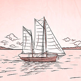 手绘素描风格船背景
