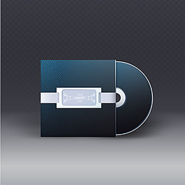 现代简约深蓝色光盘包装盒