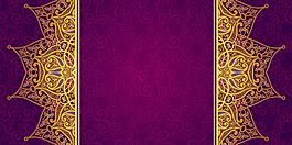 金色花纹边框紫底背景