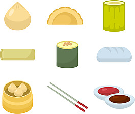 手绘清新中国美食插画