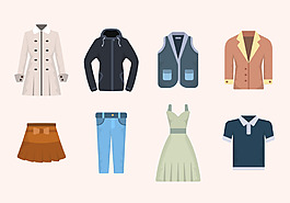 扁平化手绘服饰素材