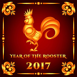 金色花纹大公鸡图片