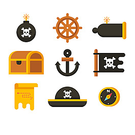 各种海盗元素平面设计素材