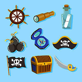 各种海盗物品元素矢量素材
