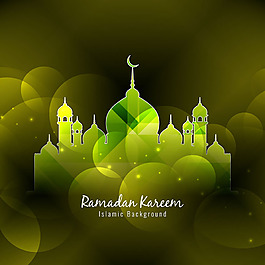 明亮的绿色伊斯兰建筑斋月背景