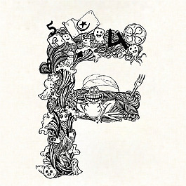 手绘字母f装饰图案背景