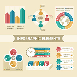 各种形状的数据图表元素矢量素材
