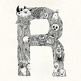 手绘字母R装饰图案背景