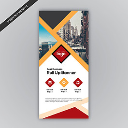 抽象几何图形易拉宝X展架模板