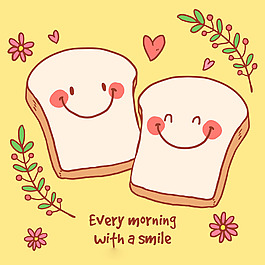 可爱的烤面包表情符号浪漫背景