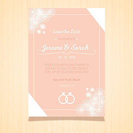 白色边框粉红色婚礼卡设计