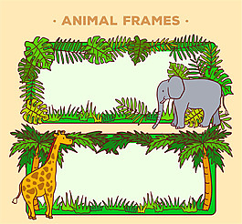 2款创意野生动物空白框架矢量素材
