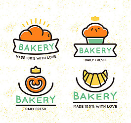 4款彩色面包店标签矢量素材