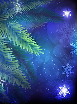 梦幻雪花树叶背景