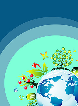 蓝色地球果树背景