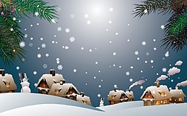 梦幻雪花村庄背景