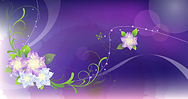 梦幻白色花朵紫底背景