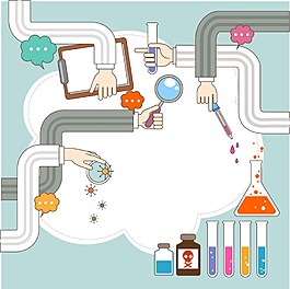 卡通手势实验药瓶素材