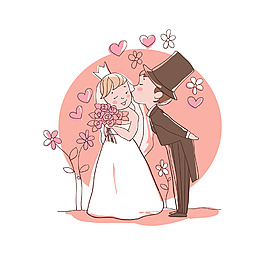 卡通结婚心形元素