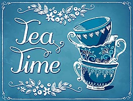 茶会邀请函矢量素材文件