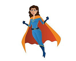 超人女孩卡通形象矢量素材